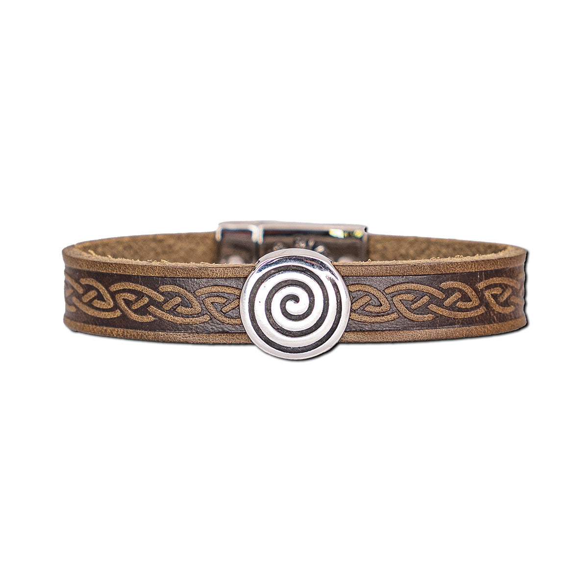 green-spiral-celtic-embossed-stainless-steel-magnetic-cuff_