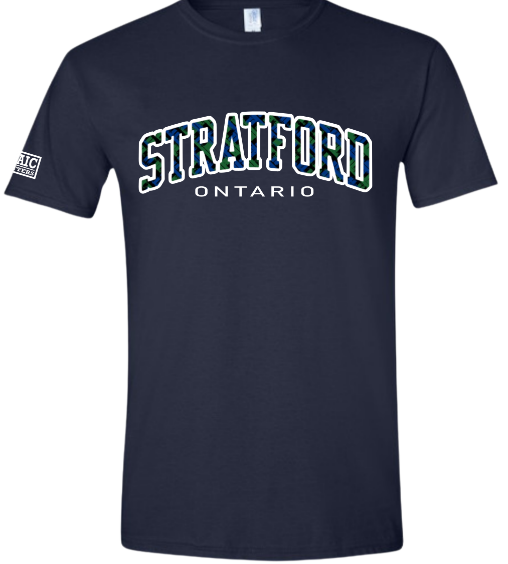 Stratford Blue Plaid Logo T-Shirt
