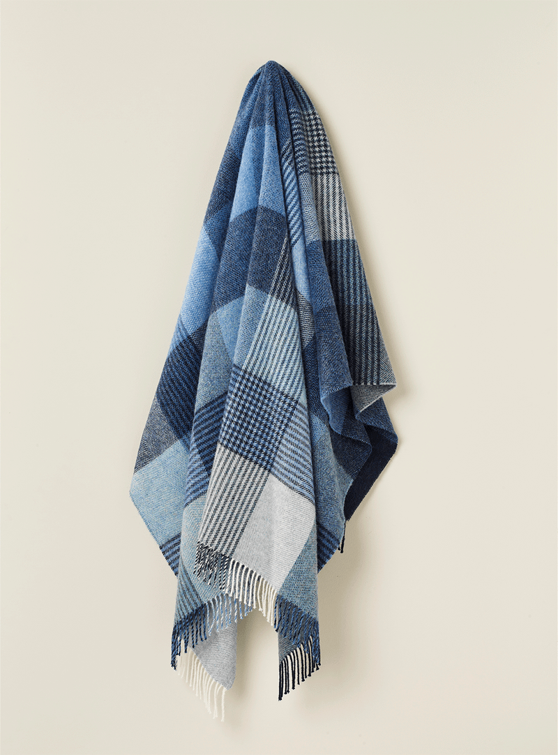 Lindley Design Shetland Wool Throw | Blue