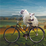 Sheep on Bike Greeting Card (Blank)