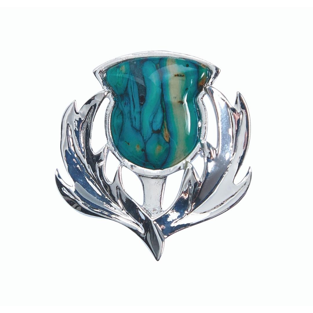 Heathergem Plated Thistle Brooch
