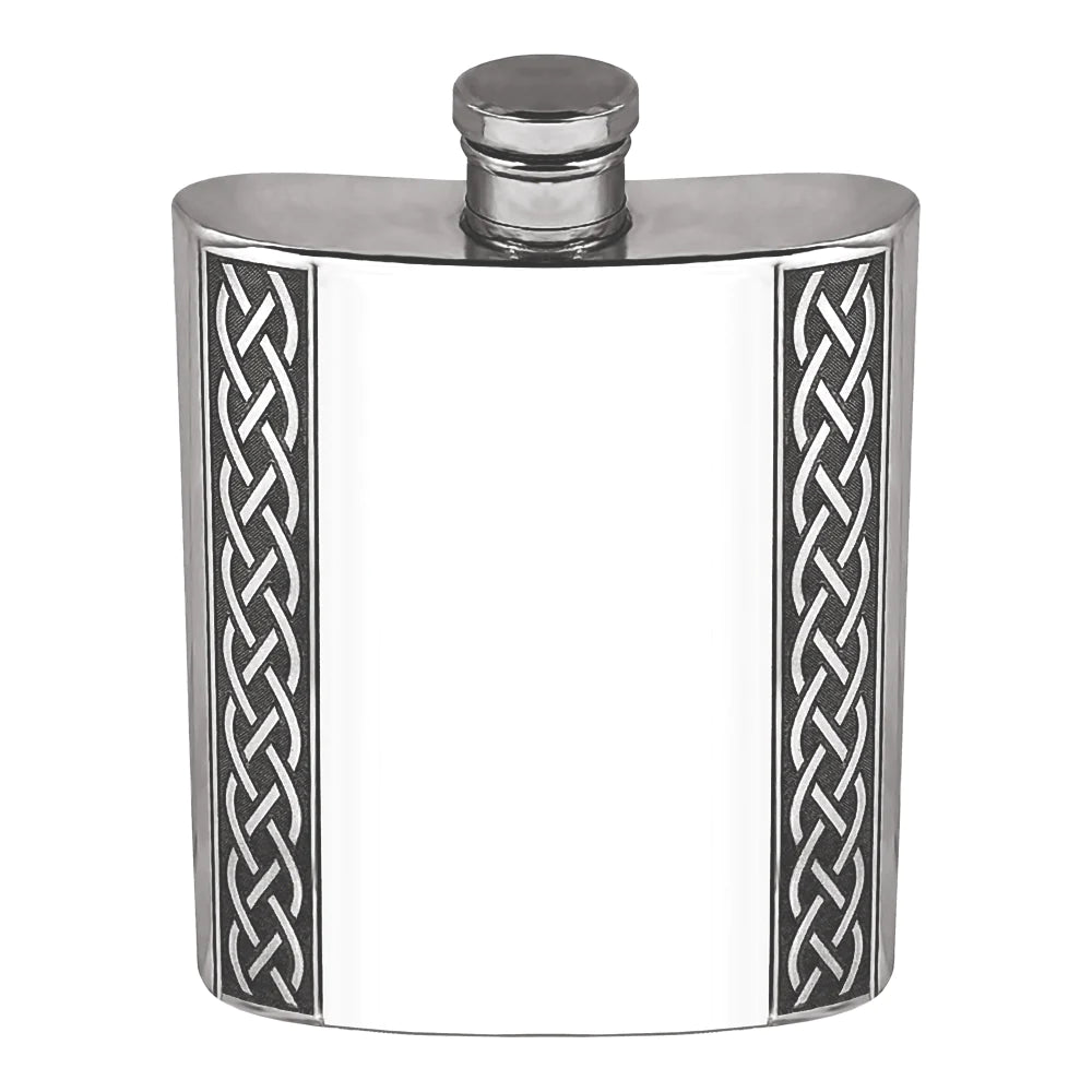 6oz Pewter Hip Flask with Embossed Celtic Design