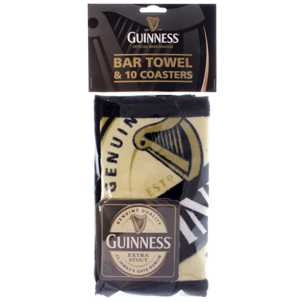 Guinness Contemporary Bar Towel and 10 Coasters