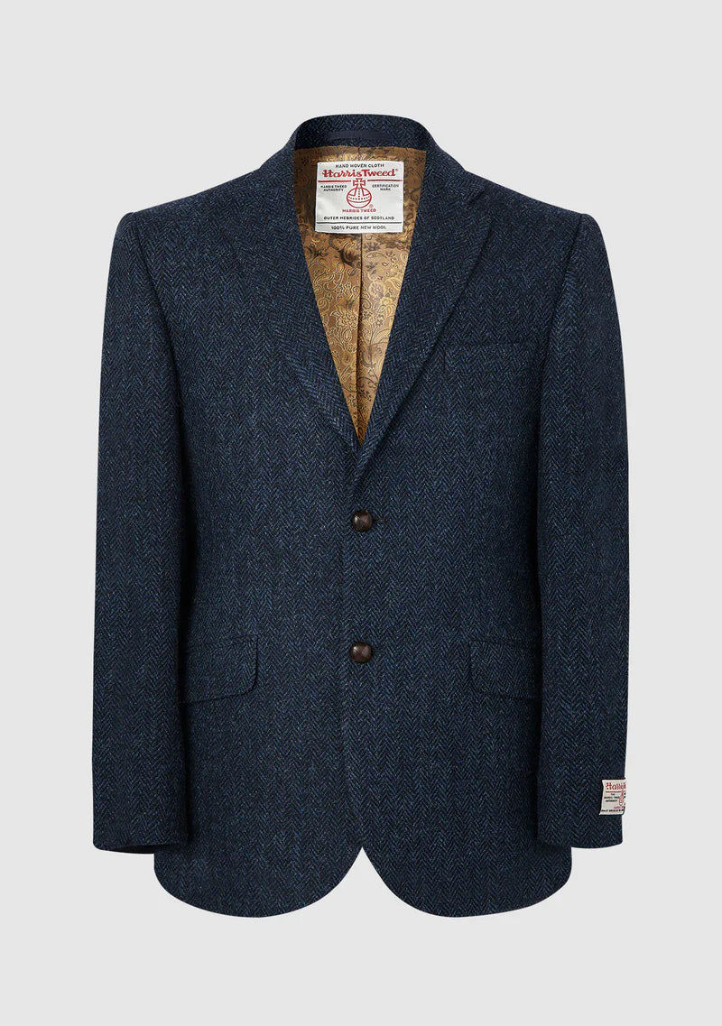 BuckTrout Mens Harris Tweed patrick Jacket Navy