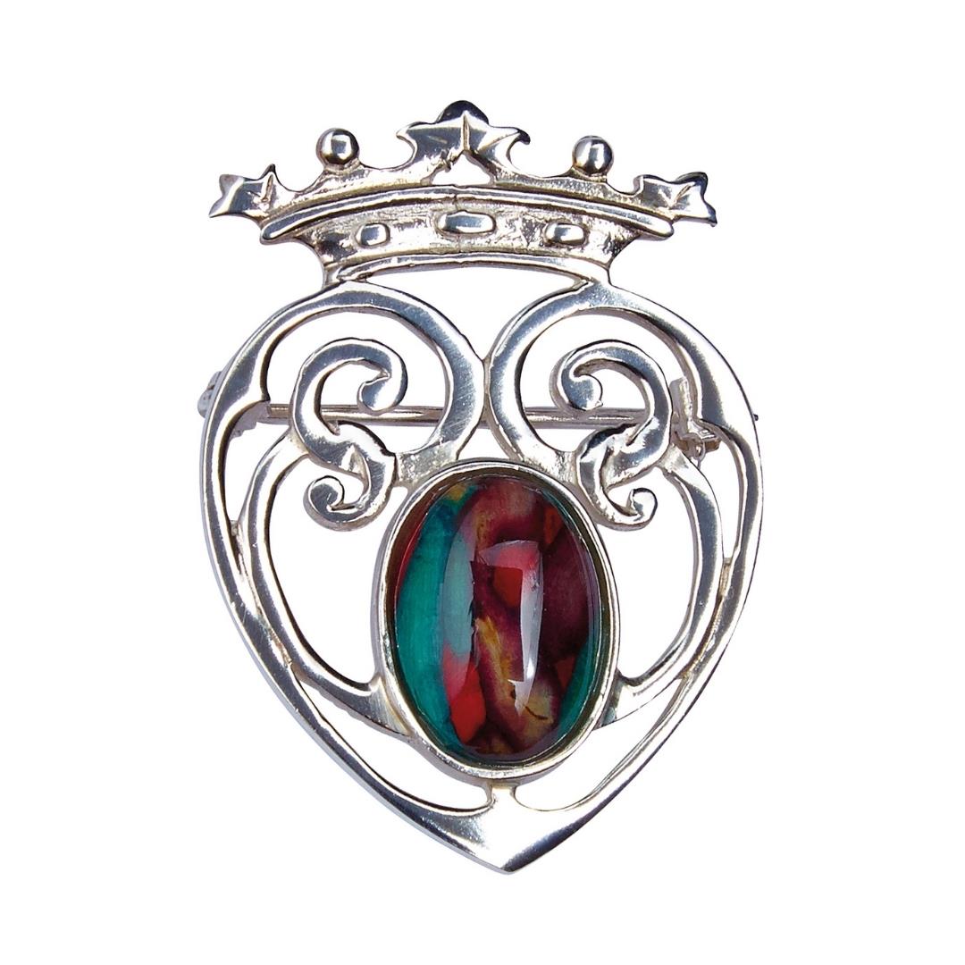 Heathergem Crown Luckenbooth Sterling Silver Brooch