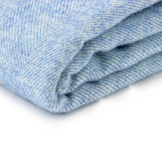 100% Wool Herringbone Travel Rug - Blue