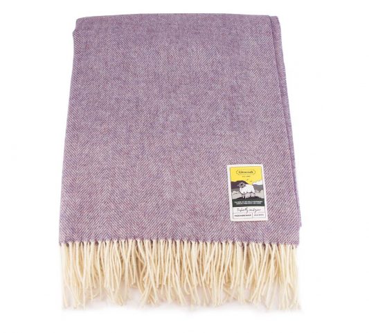 100% Wool Herringbone Travel Rug - Heather