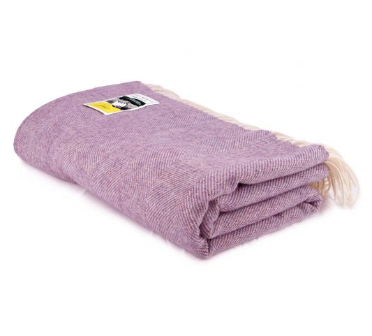 100% Wool Herringbone Travel Rug - Heather