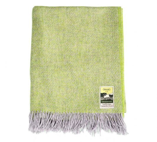 100% Wool Herringbone Travel Rug - Green