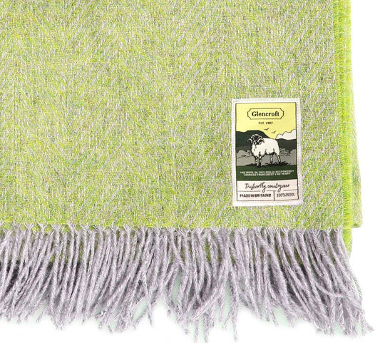 100% Wool Herringbone Travel Rug - Green