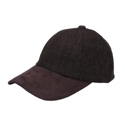 Dark Brown Tweed Suede Baseball Cap