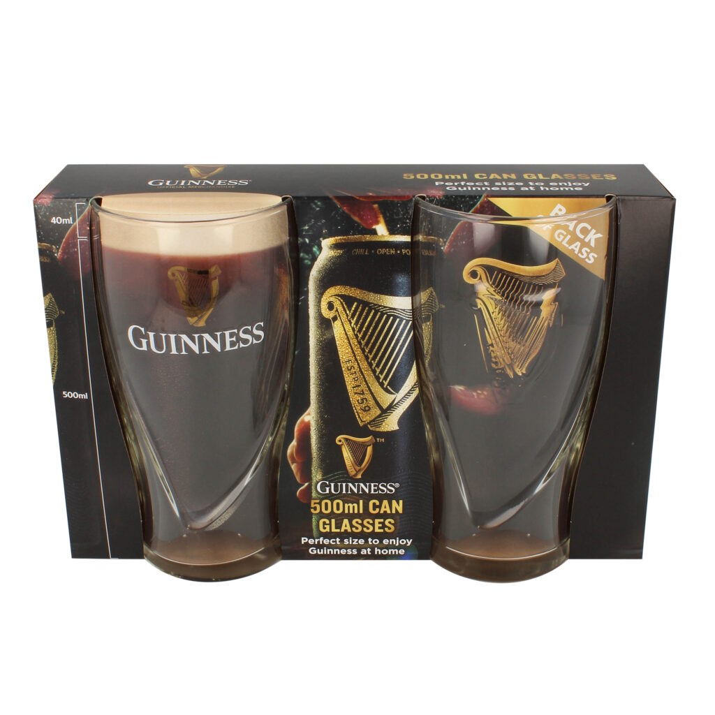 Guinness Embossed Pint Glasses 2 Pack Set