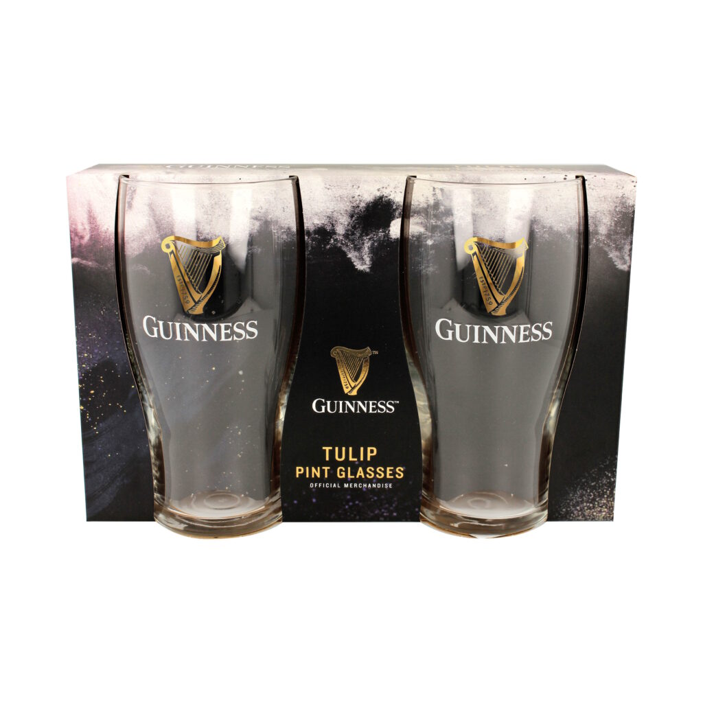 Guinness Embossed Tulip Pint Glass 2 Pack