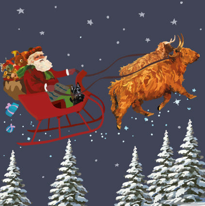 Santa And Scottie Greeting Card (Blank)