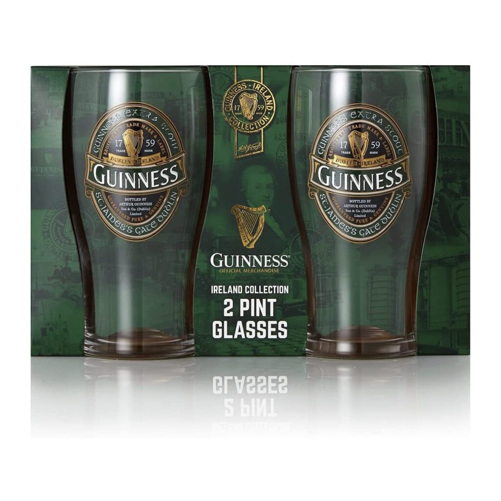 Guinness Green Ireland Pint Glasses 2 Pack Set