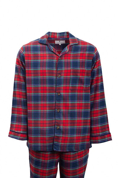 Red Navy Check Tartan Flannel Pyjamas