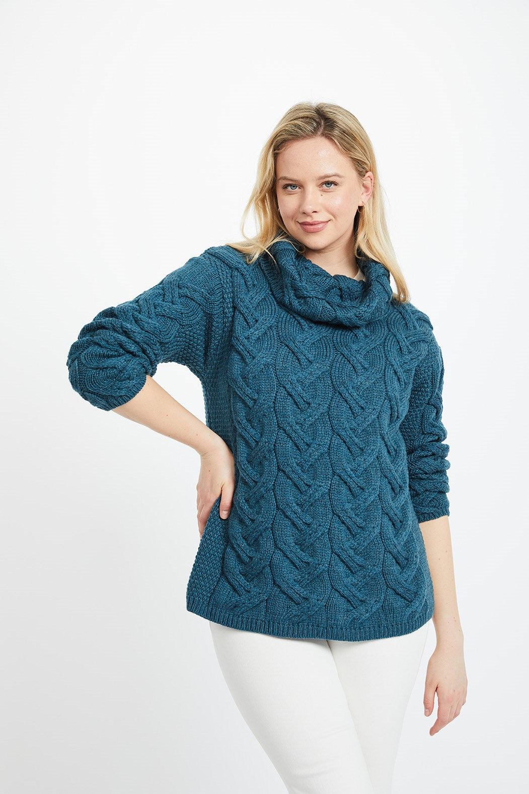 Chucky Cowl Neck Sweater | Irish Sea
