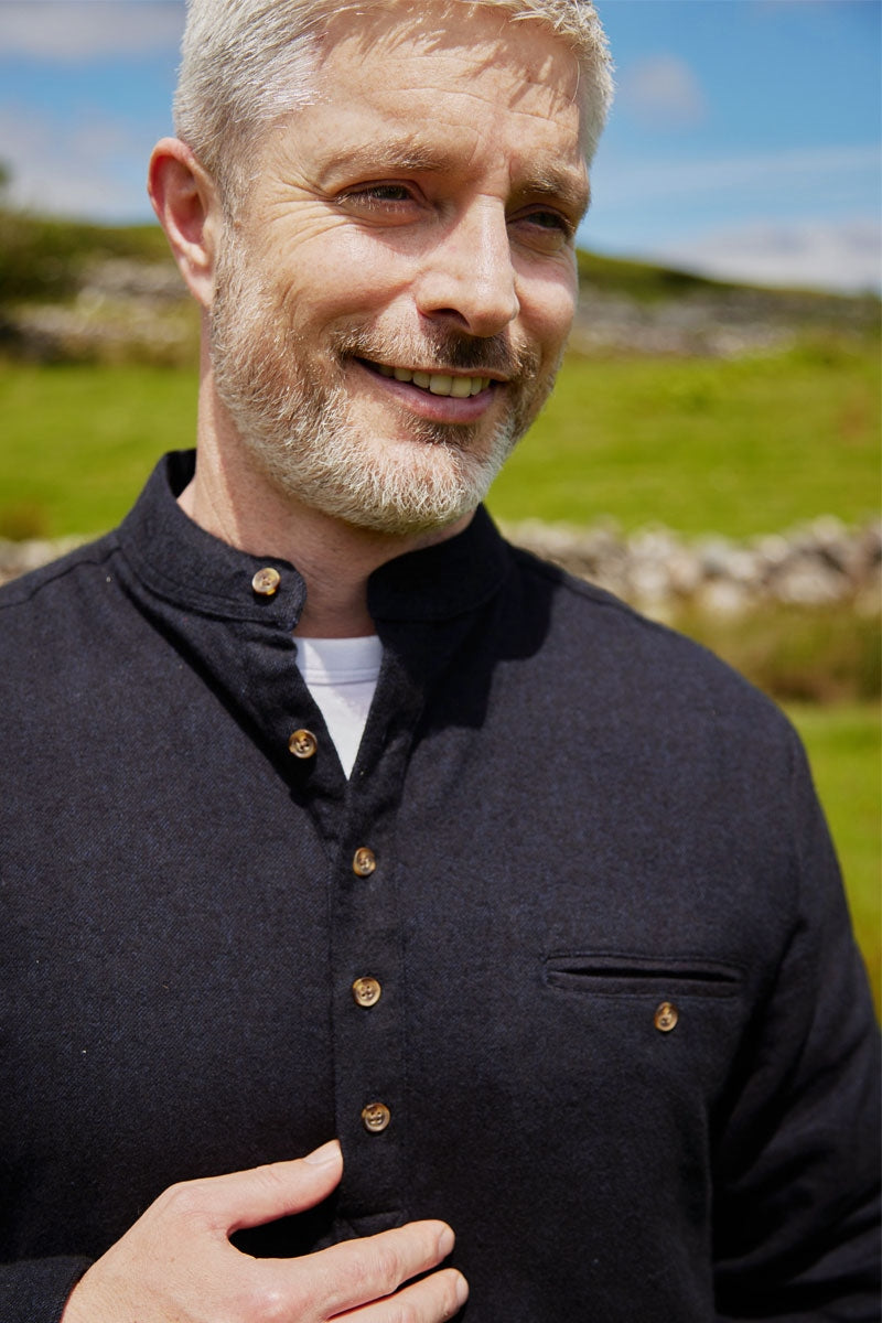 Lee Valley Flannel GrandFather Shirt Navy Twill