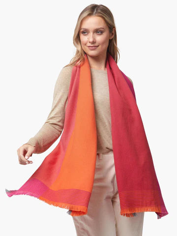 Foxford Orange & Pink Extra-Fine Merino Scarf