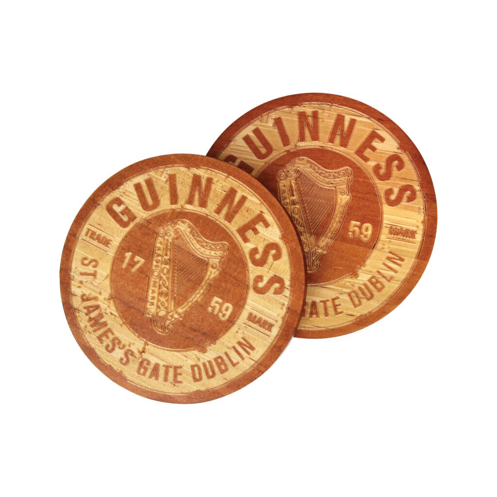 Guinness Wooden Barrel Coaster Set 6 Pk