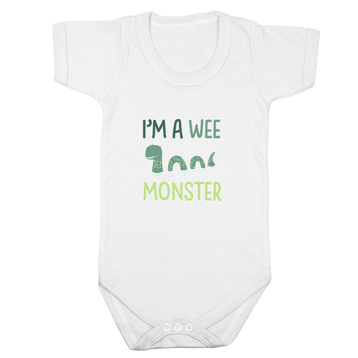 I'm A Wee Monster Baby S/S Bodysuit | White