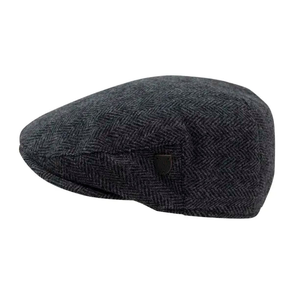 Jumbo Herringbone Wool Flat Cap - Grey