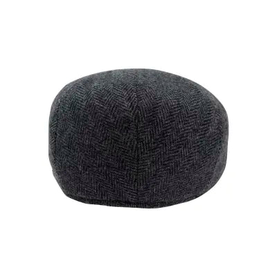 Jumbo Herringbone Wool Flat Cap - Grey