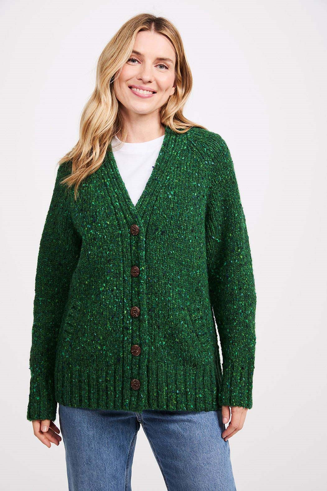 Ladies' Donegal Cardigan with Side Pockets | Valley Green