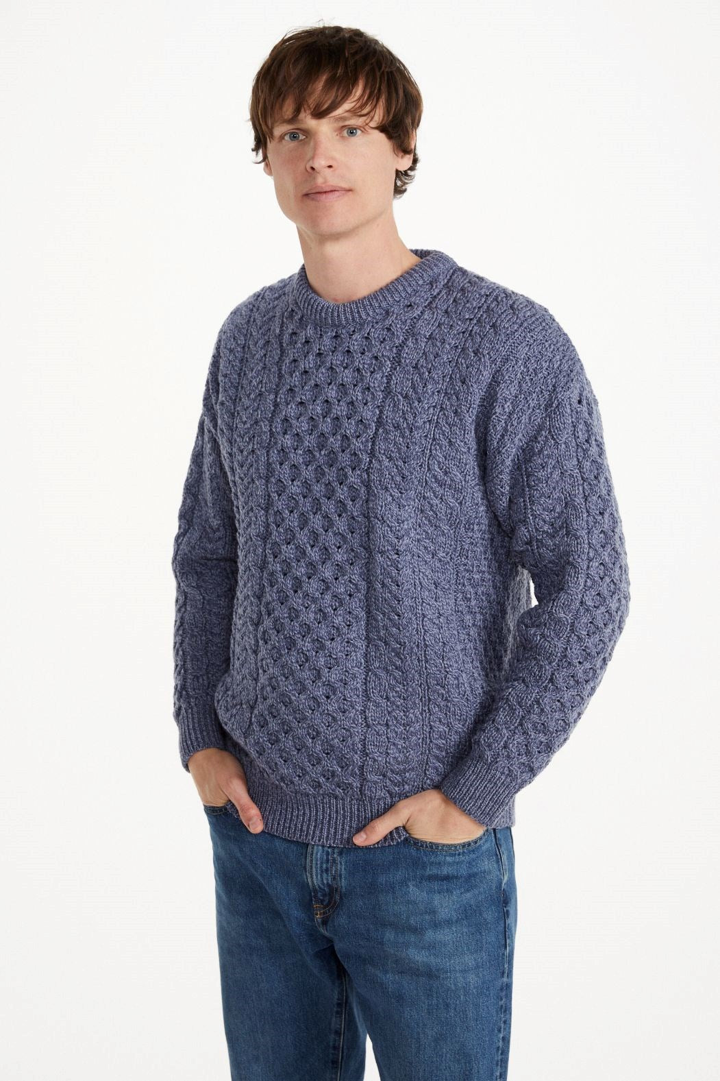 Men's Fisherman Knit Sweater | Denim Marl