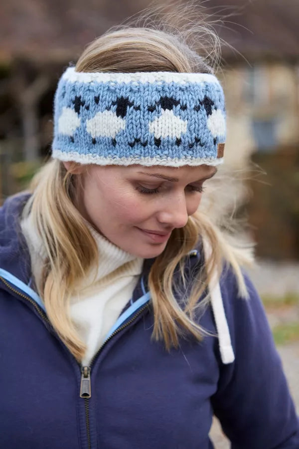 Merino Wool Sheep Headband  Blue