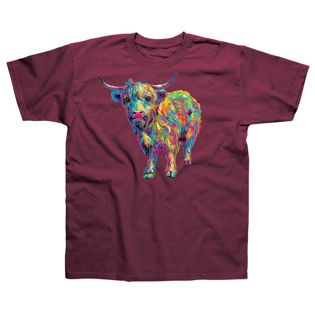 Highland Cow T-shirt Maroon