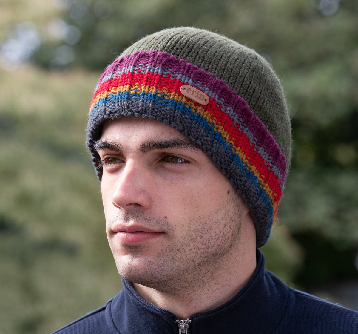 Mens Rib Turnup Hat Khaki | Scottish Shop