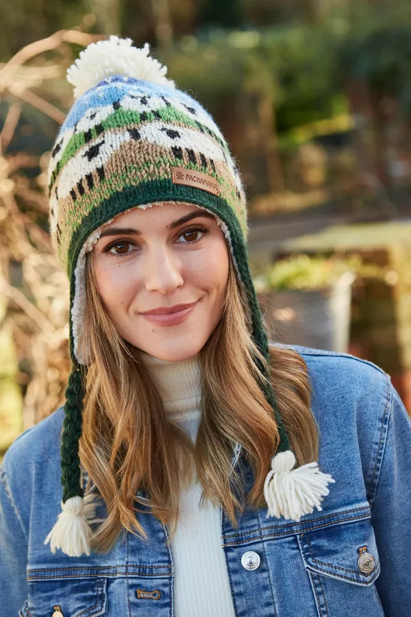 Womens Handmade Snowy Sheep Chullo Hat