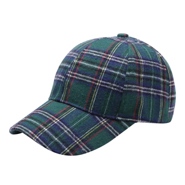 Green Plaid Tartan Ball Cap