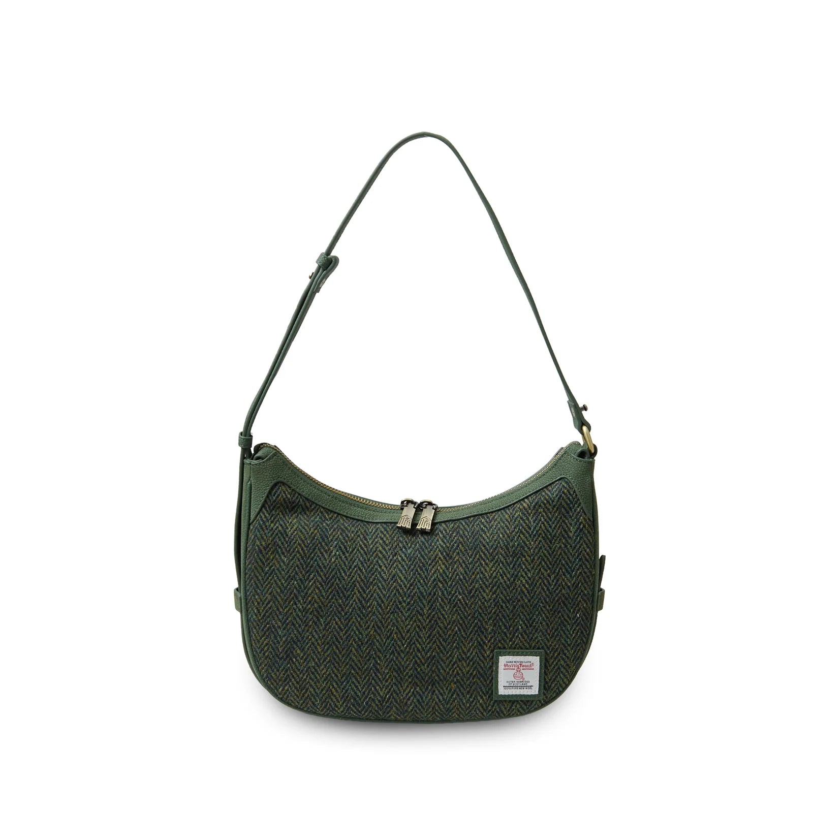 The Ellon Shoulder Bag Dark Green Herringbone