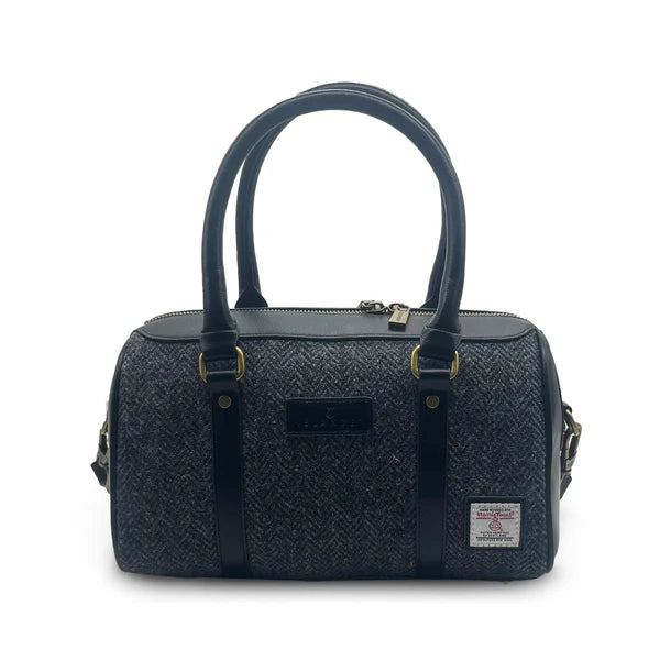 Black And Grey Herringbone Medium Duffel Bag