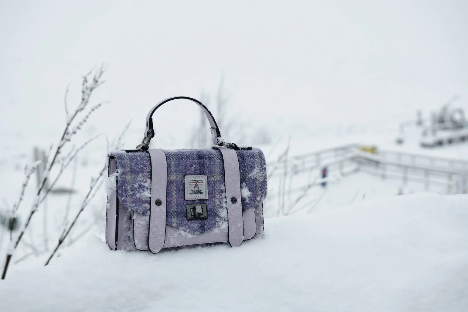 The Medium Satchel Purple Tartan