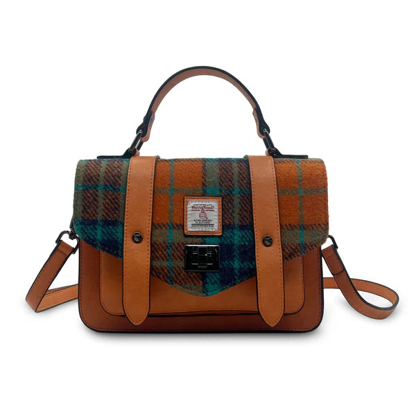 The Mini Satchel Orange Blue Tartan