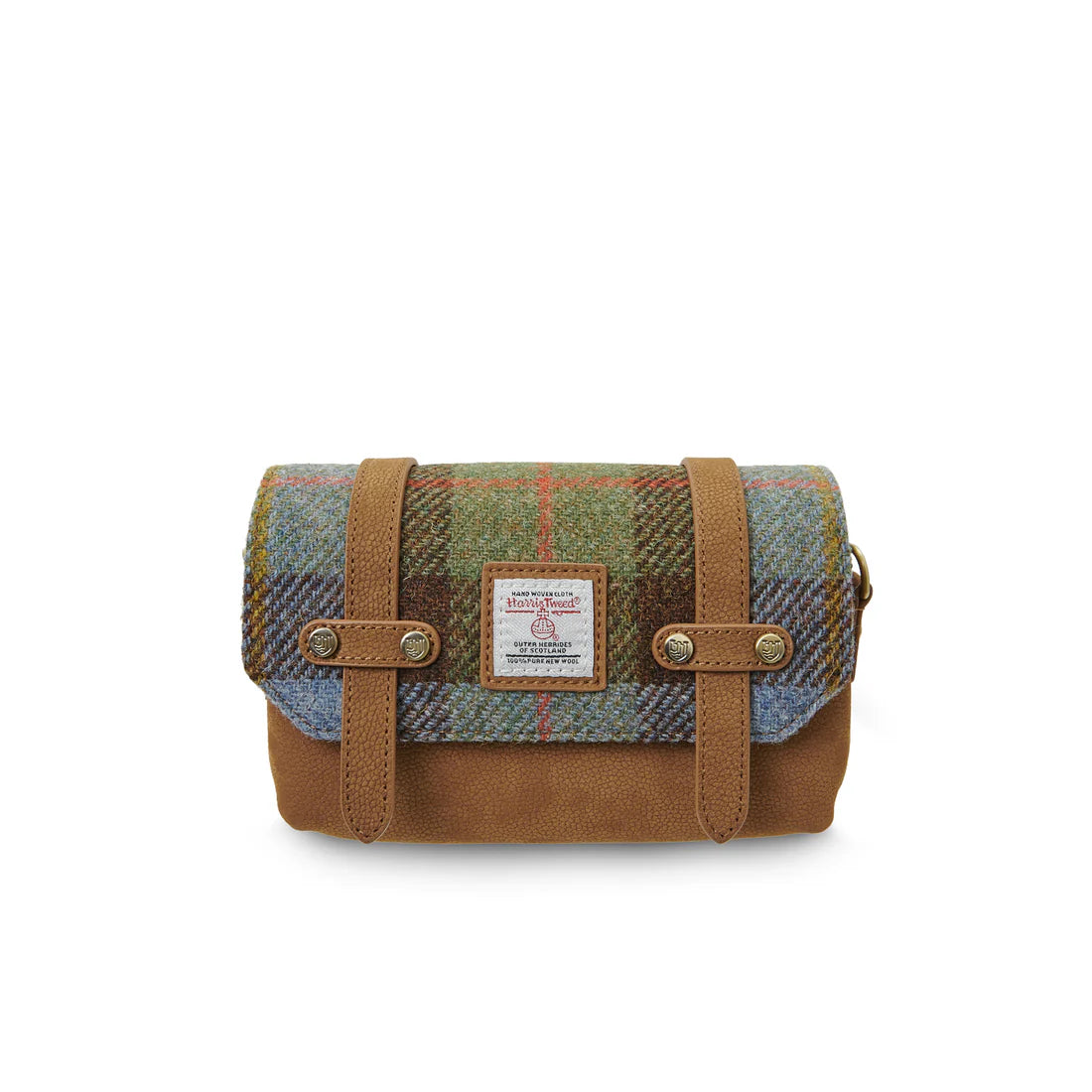 The Skye Crossbody chestnut and Blue Tartan
