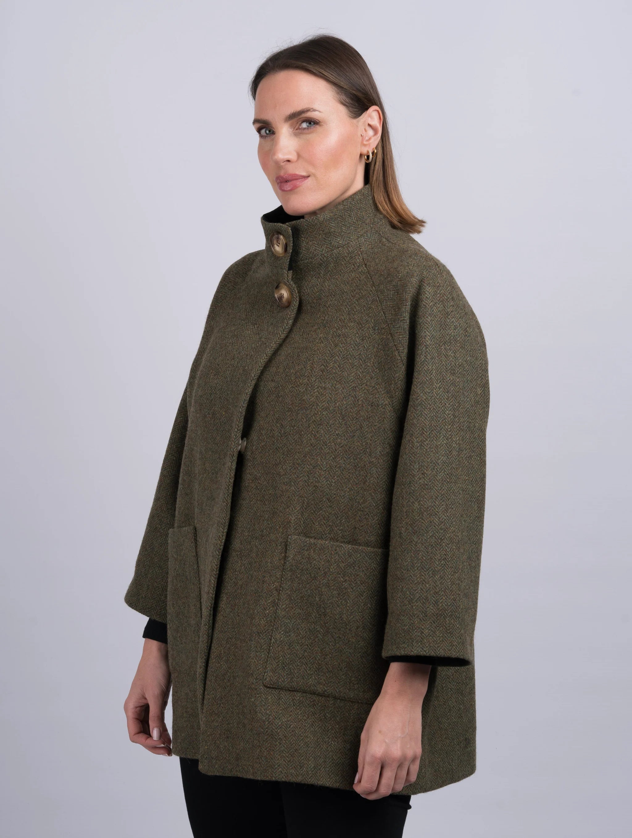 Celtic Tweed Women's Moss Green Tweed Cape Coat