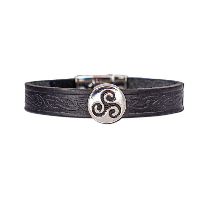 black-triskle-celtic-embossed-stainless-steel-magnetic-cuff-