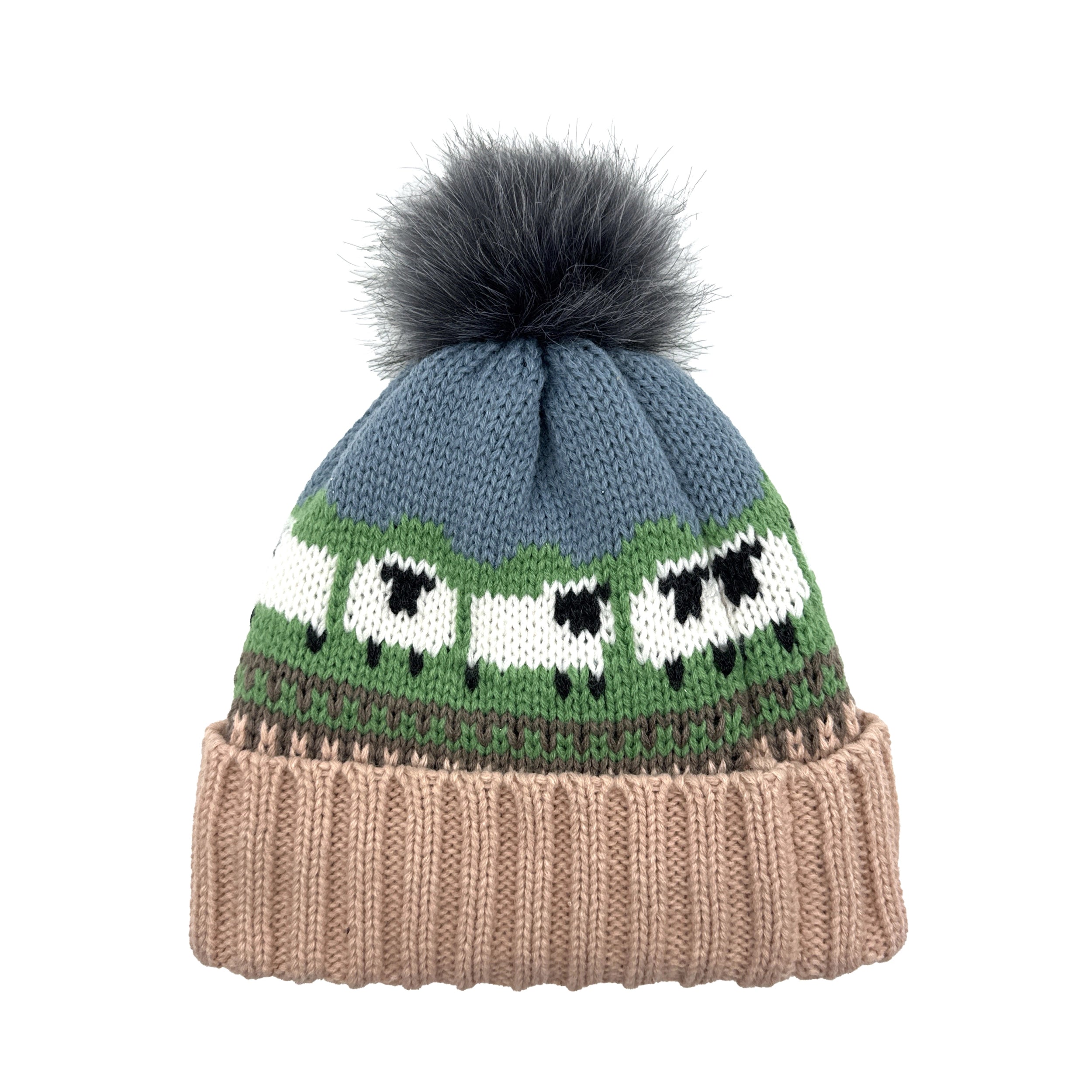 Aran Sheep Pom Pom Hat