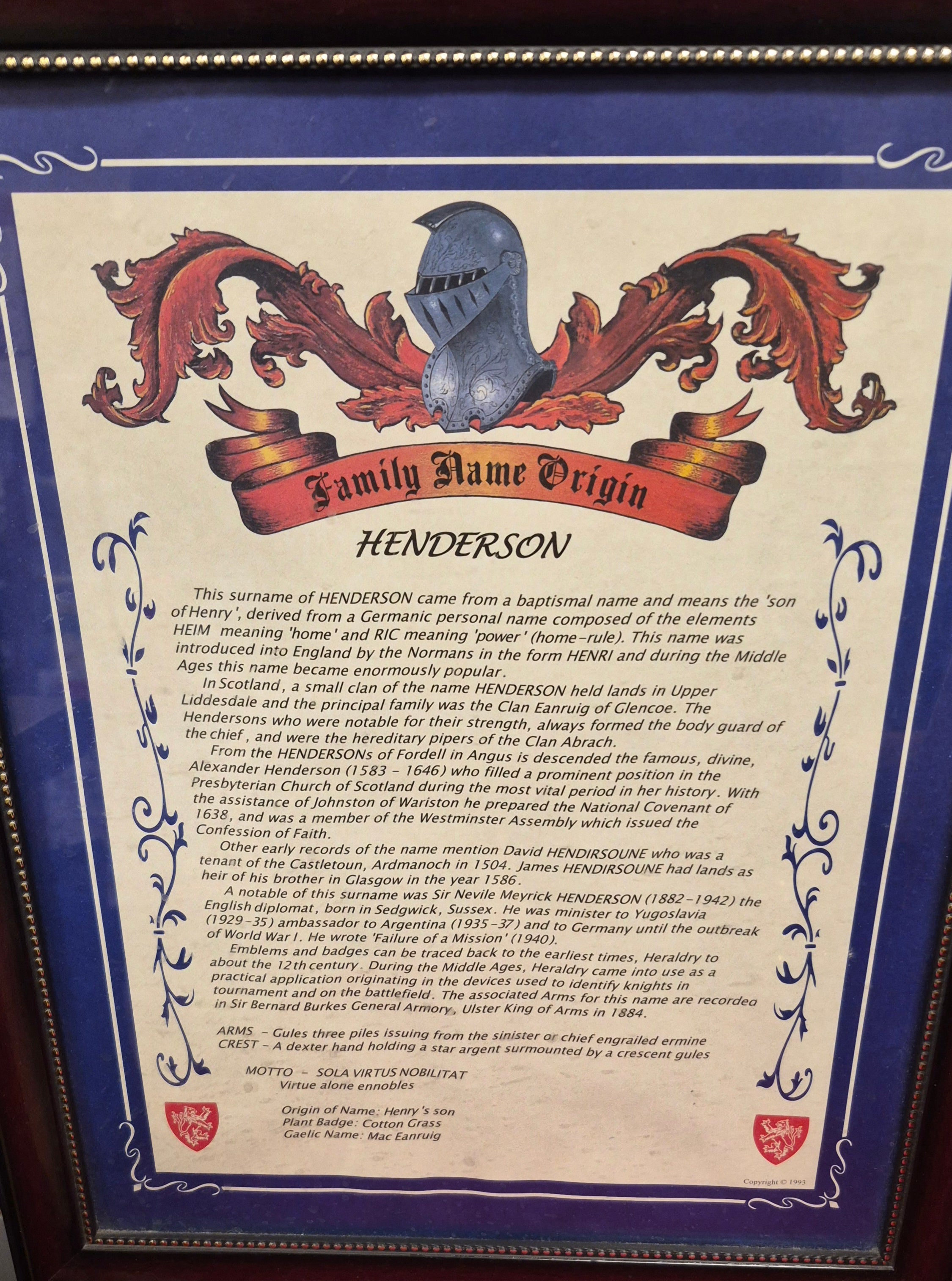 Last Name History Scroll