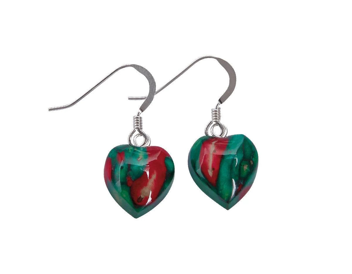 Heart Heather Sterling Silver Drop Earrings