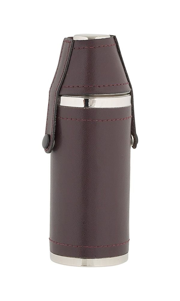 8oz Leather Sportsman Flask With Cups