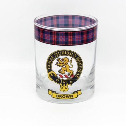 Brown Clan Crest Whisky Glass