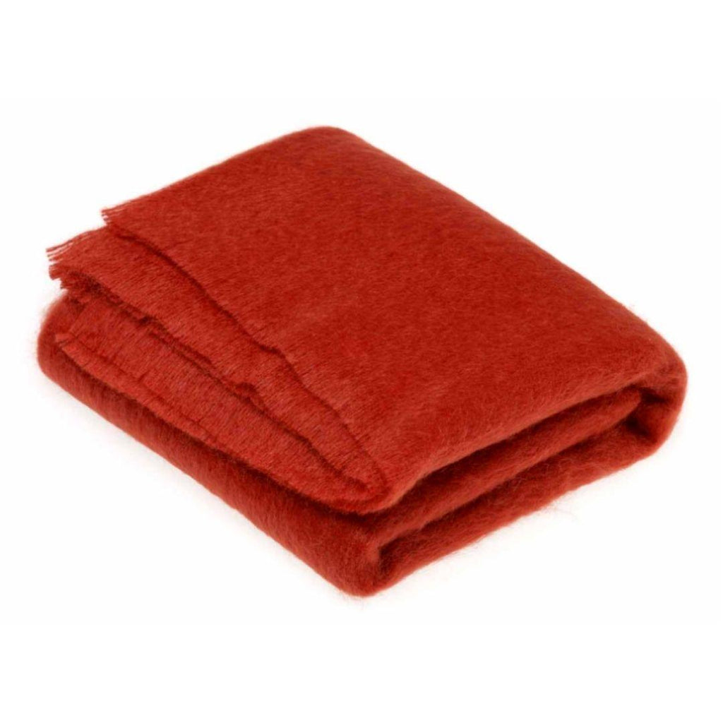 a burnt red colour mohair throw blanket