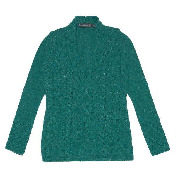 Green Garden Cabled V-Neck Sweater