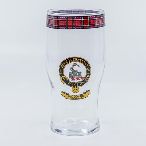 MacDonald of Clan Ranald Clan Crest Pint Glass