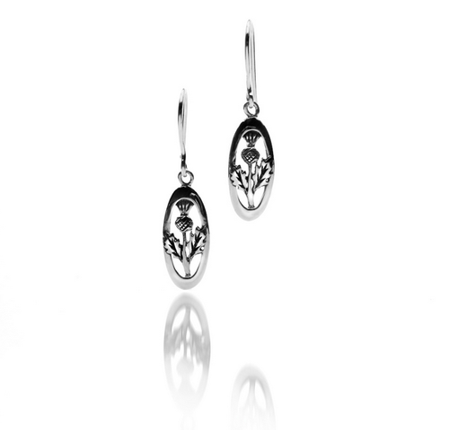 Sterling Silver Thistle Drop Earrings | Scottish Shop